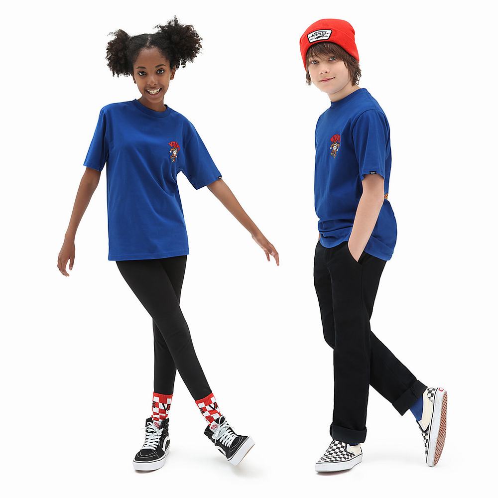 Kids' Vans APESK8ER (8-14 years) T Shirts Blue | USA84325