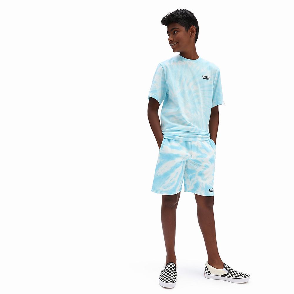 Kids' Vans BURST TIE DYE FLEECE SHORT AQUATIC-TIE DYE Shorts Blue | USA58946