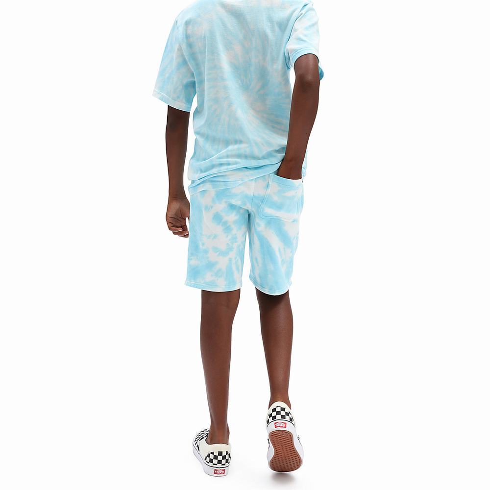 Kids' Vans BURST TIE DYE FLEECE SHORT AQUATIC-TIE DYE Shorts Blue | USA58946