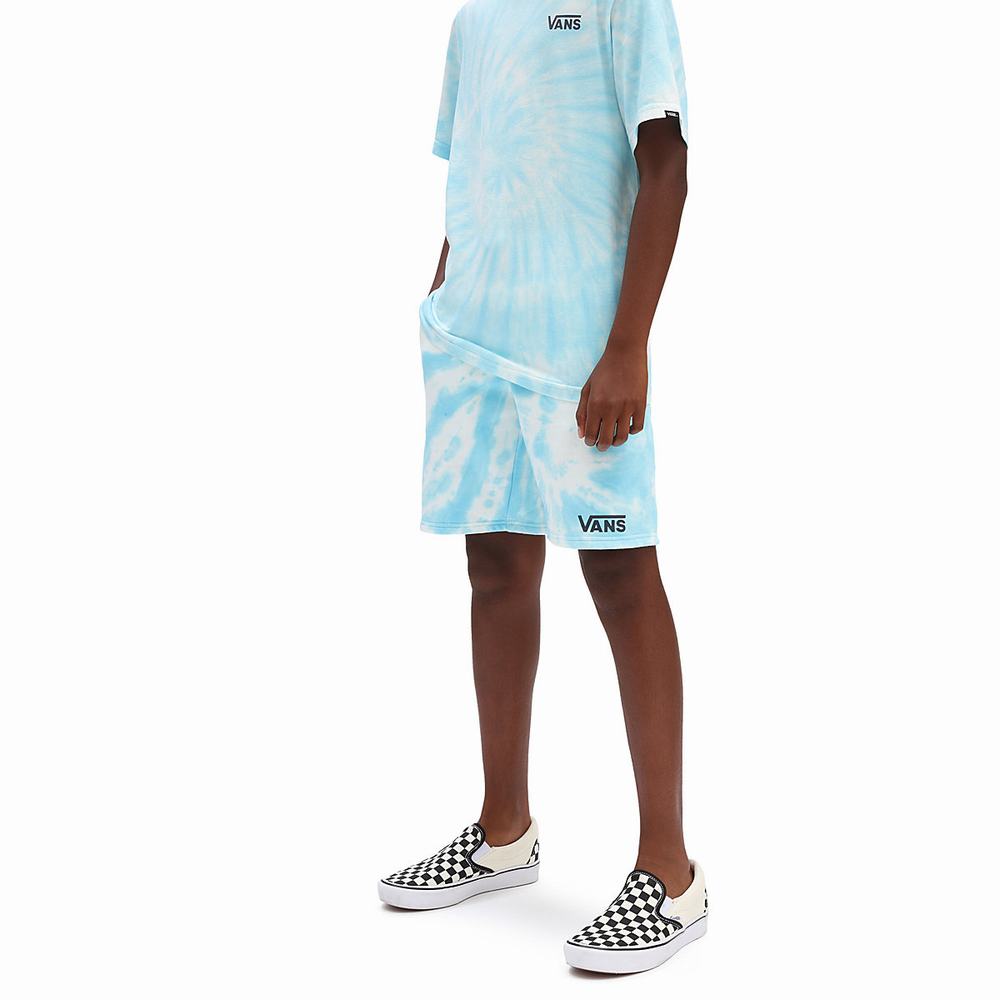 Kids\' Vans BURST TIE DYE FLEECE SHORT AQUATIC-TIE DYE Shorts Blue | USA58946