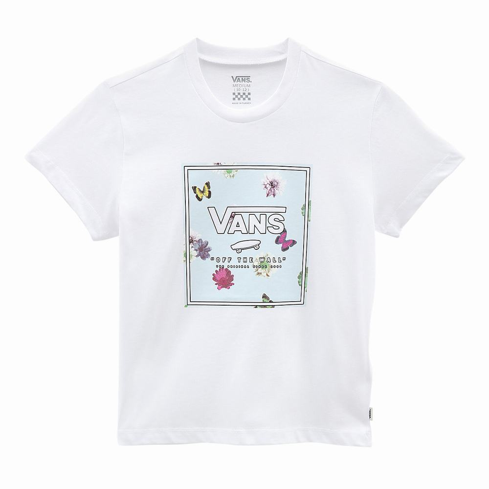 Kids' Vans Box Butter Floral (8-14 years) T Shirts White | USA17386