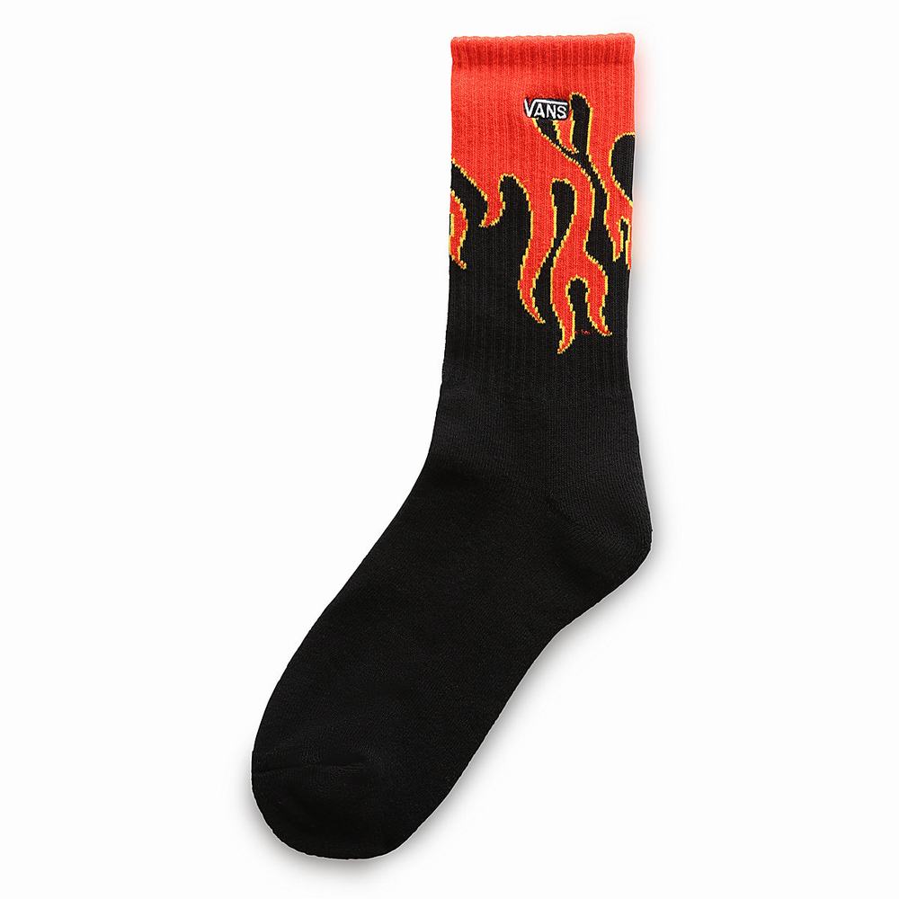 Kids\' Vans Burning Down Crew US 1-6 (1 pair) Socks Black | USA17645