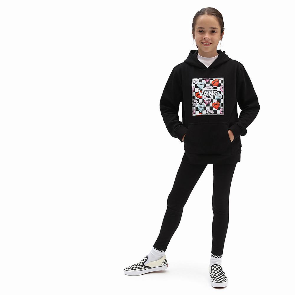 Kids' Vans Candy Heart (8-14 years) Hoodie Black | USA47906