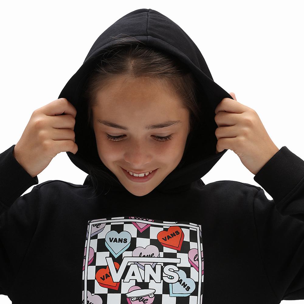 Kids' Vans Candy Heart (8-14 years) Hoodie Black | USA47906