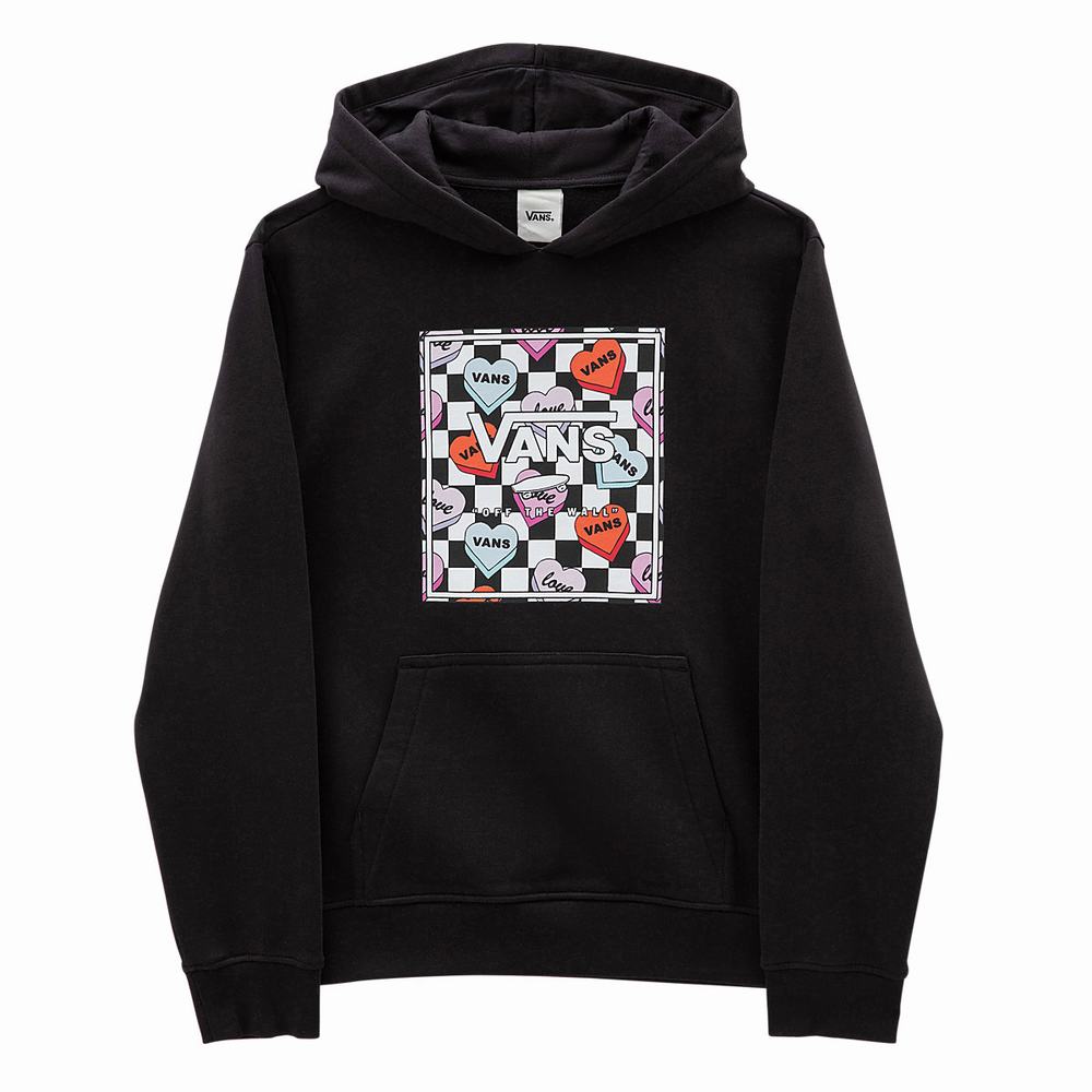 Kids' Vans Candy Heart (8-14 years) Hoodie Black | USA47906