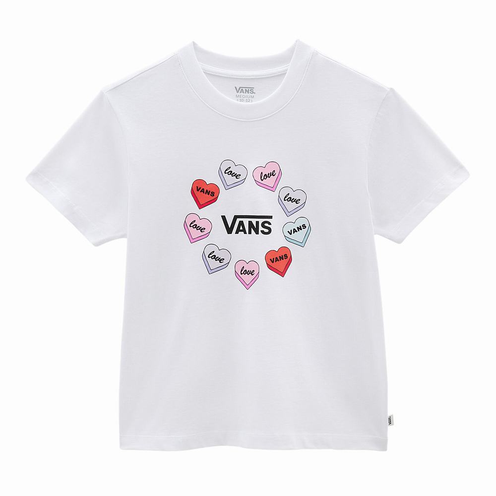 Kids' Vans Candy Hearts (8-14 years) T Shirts White | USA19052