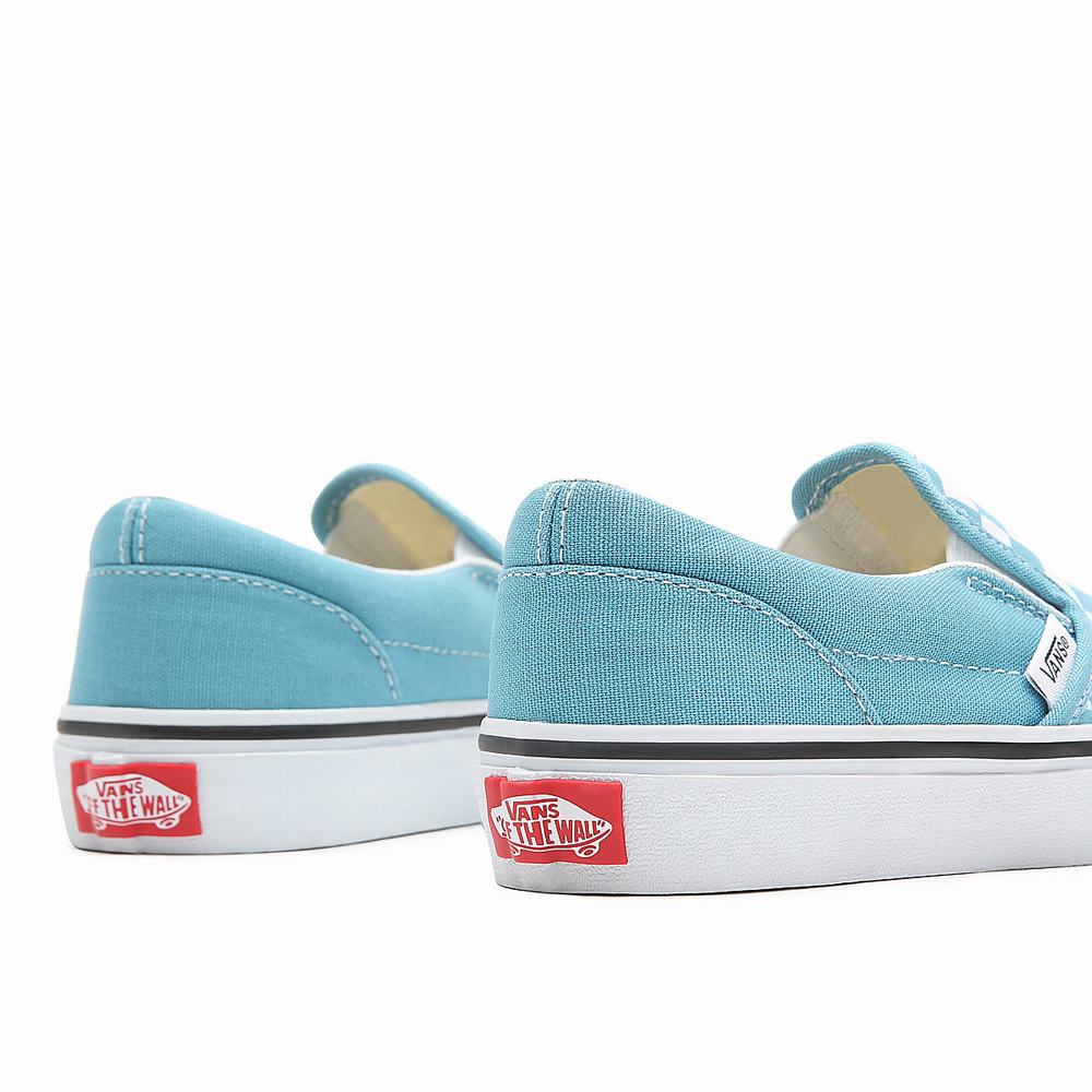 Kids' Vans Checkerboard Classic (4-8 years) Slip On Shoes Blue | USA53427