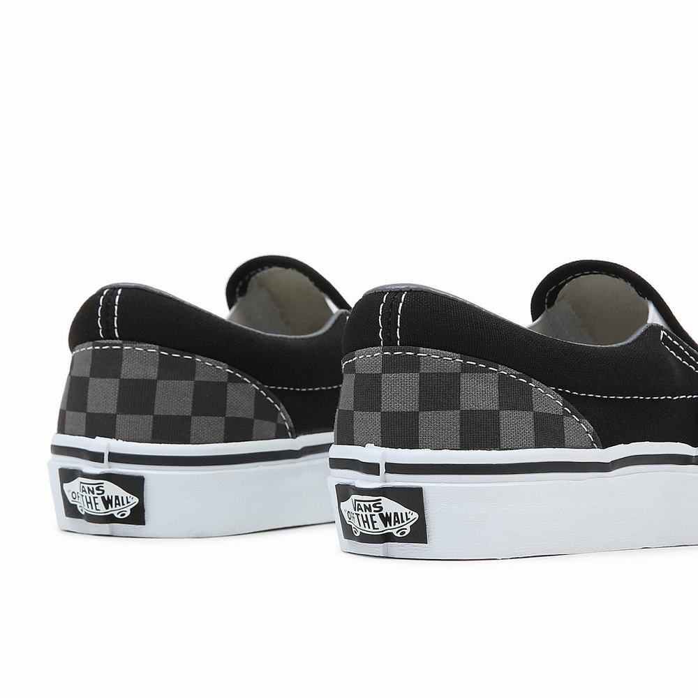 Kids' Vans Checkerboard Classic (4-8 years) Slip On Shoes Black / Grey | USA60813