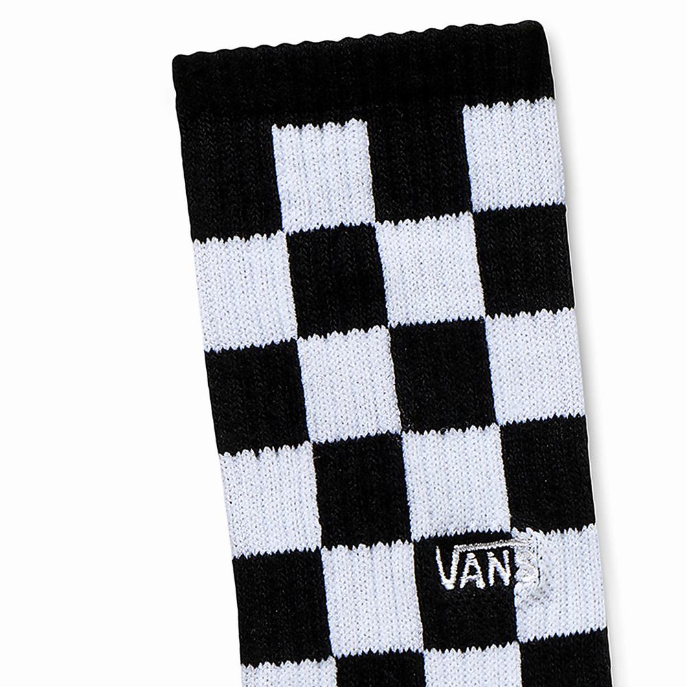 Kids' Vans Checkerboard Crew Sock (1 pair) Socks Black / White | USA49013