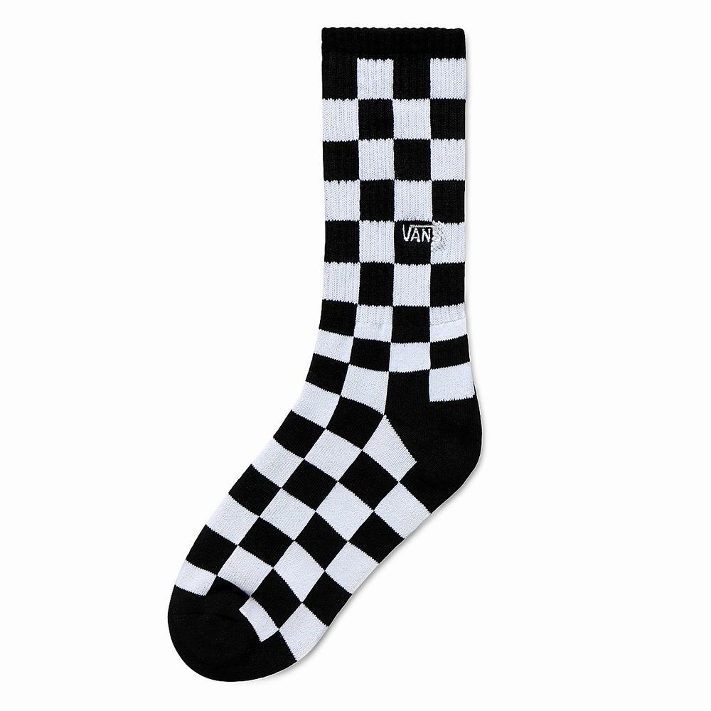 Kids\' Vans Checkerboard Crew Sock (1 pair) Socks Black / White | USA49013