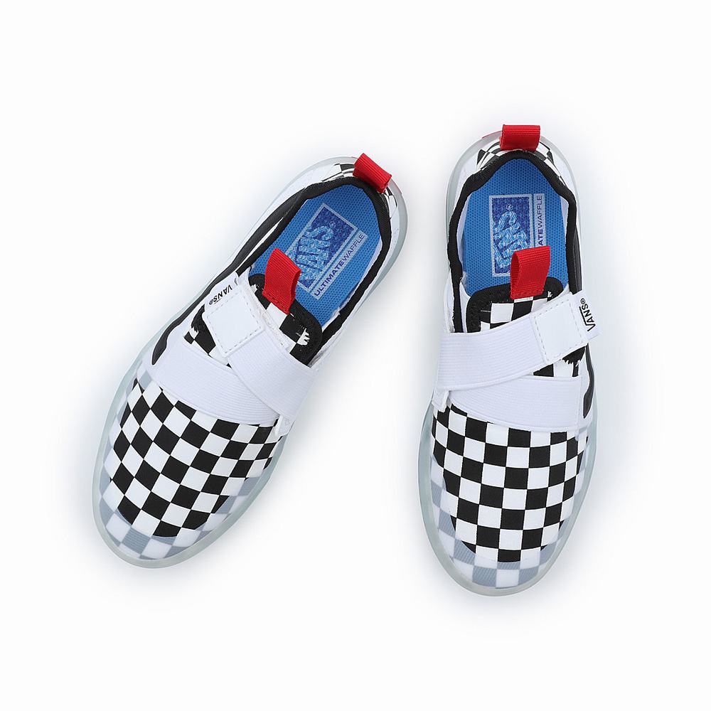 Kids' Vans Checkerboard Strker UltimateWaffle Velcro (4-8 years) Sneakers Black | USA31697