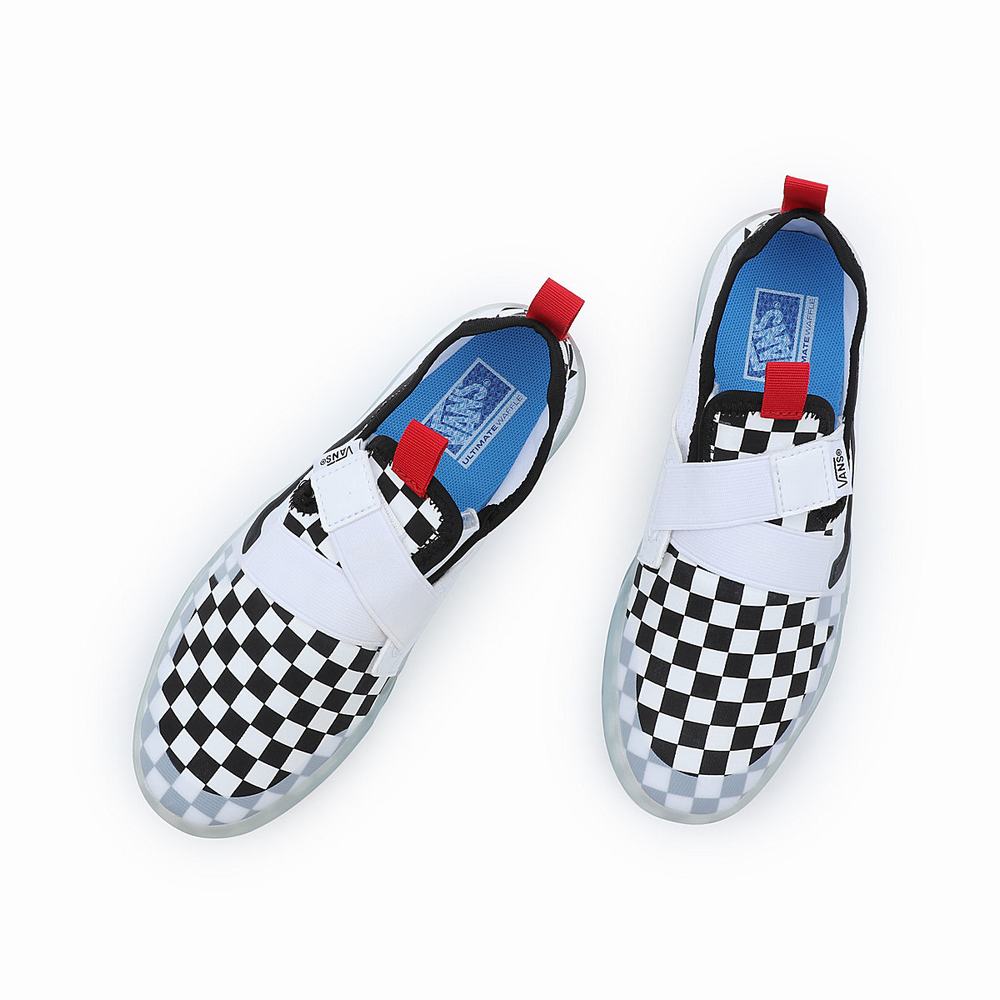 Kids' Vans Checkerboard Strker UltimateWaffle Velcro (8-14 years) Sneakers Black | USA54319