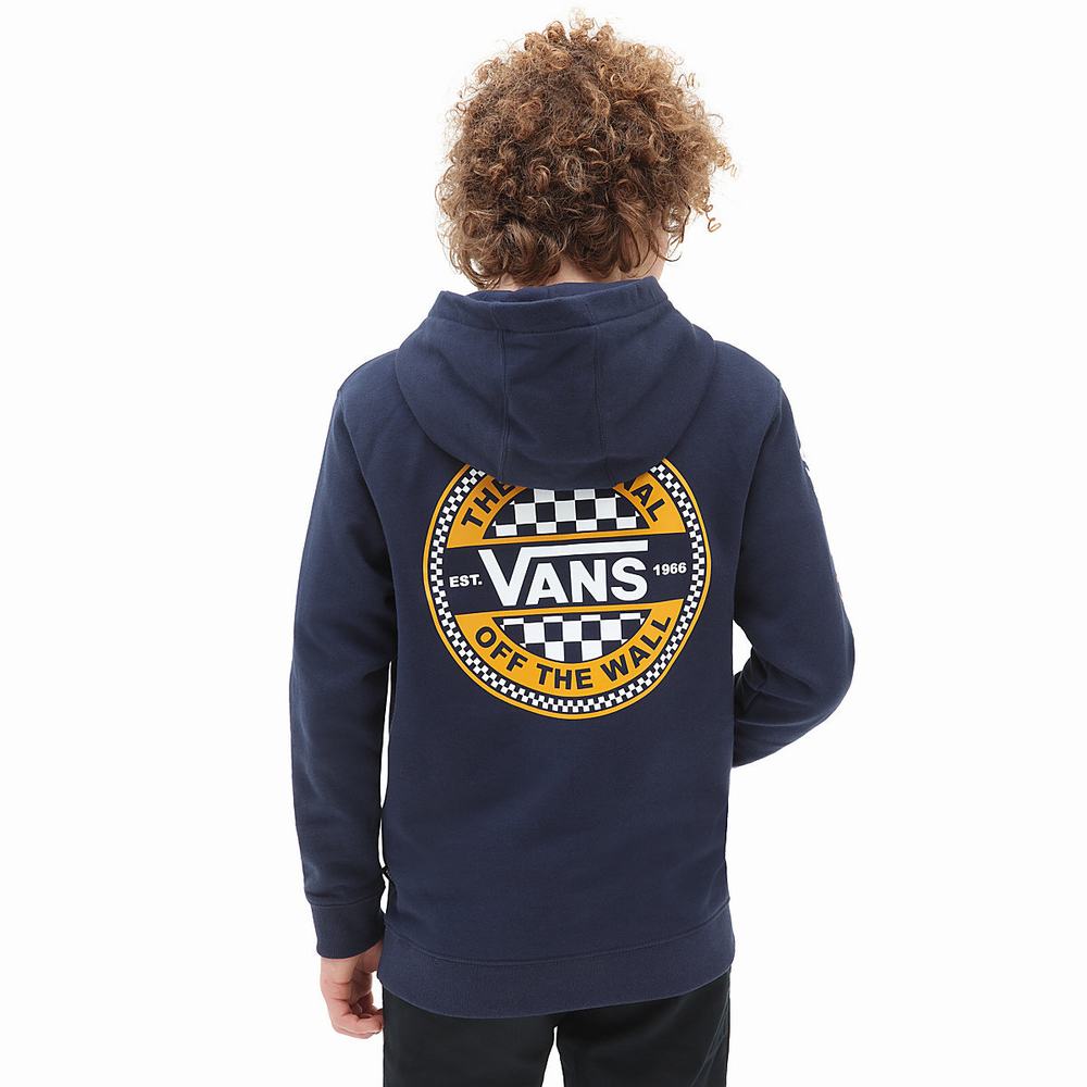 Kids\' Vans Circled Checker (8-14 years) Hoodie Blue | USA62354