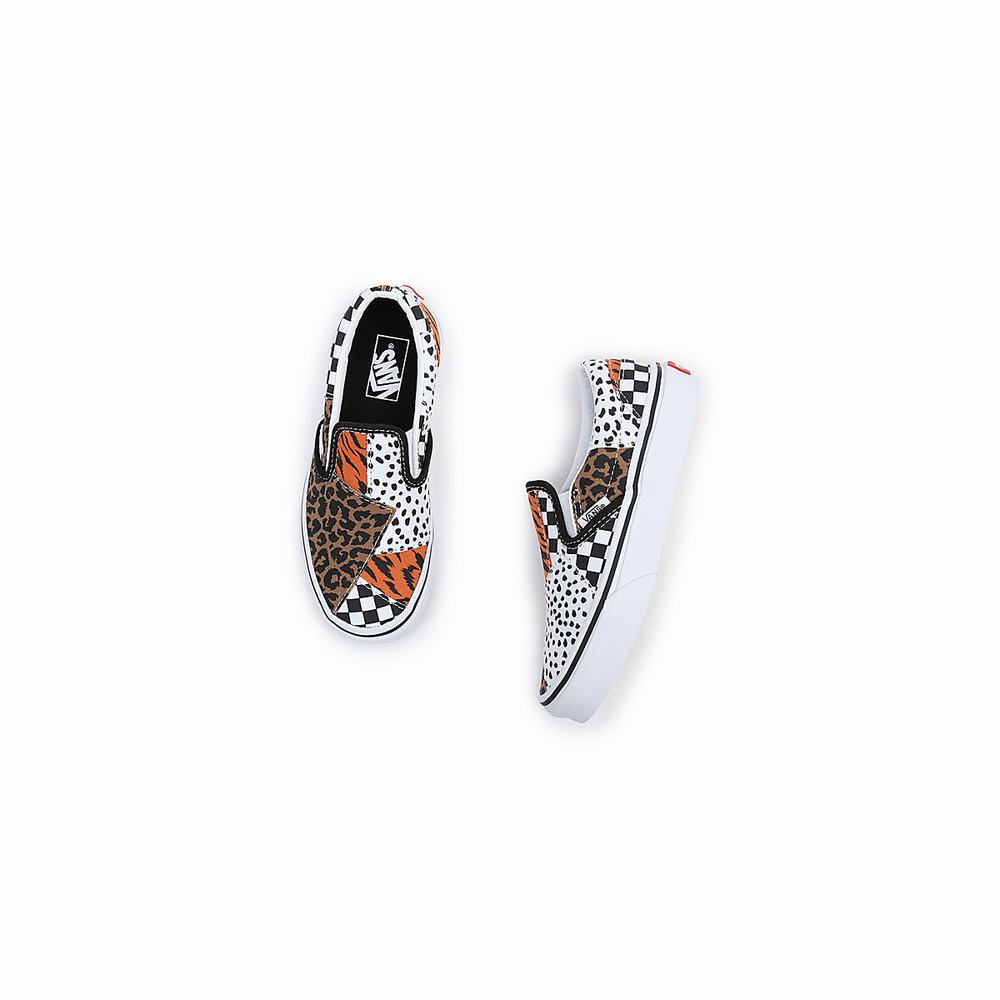 Kids' Vans Classic (4-8 years) Slip On Shoes Black / White | USA54981