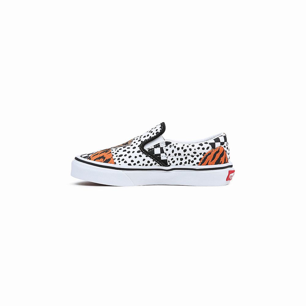 Kids' Vans Classic (4-8 years) Slip On Shoes Black / White | USA54981