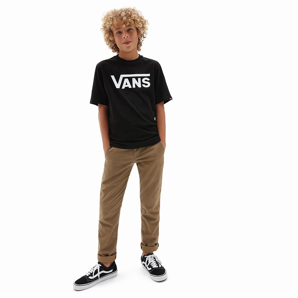 Kids' Vans Classic (8-14+ years) T Shirts Black / White | USA43807