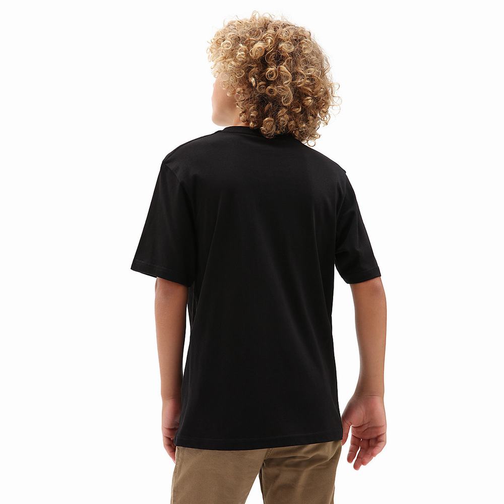 Kids' Vans Classic (8-14+ years) T Shirts Black / White | USA43807