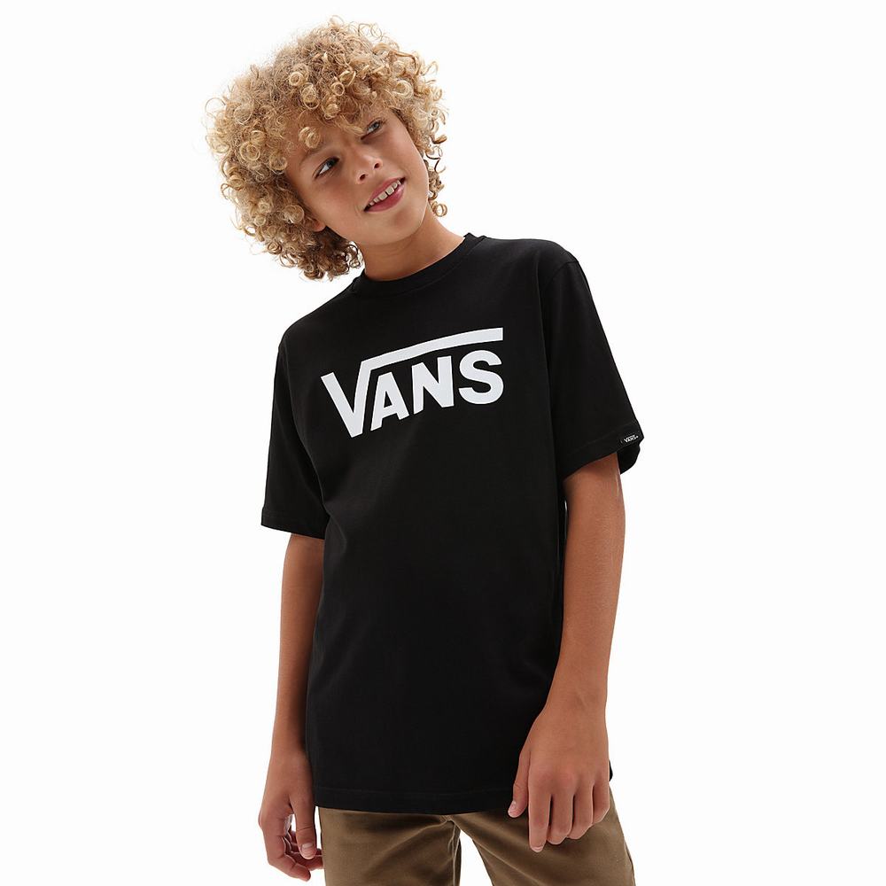 Kids\' Vans Classic (8-14+ years) T Shirts Black / White | USA43807