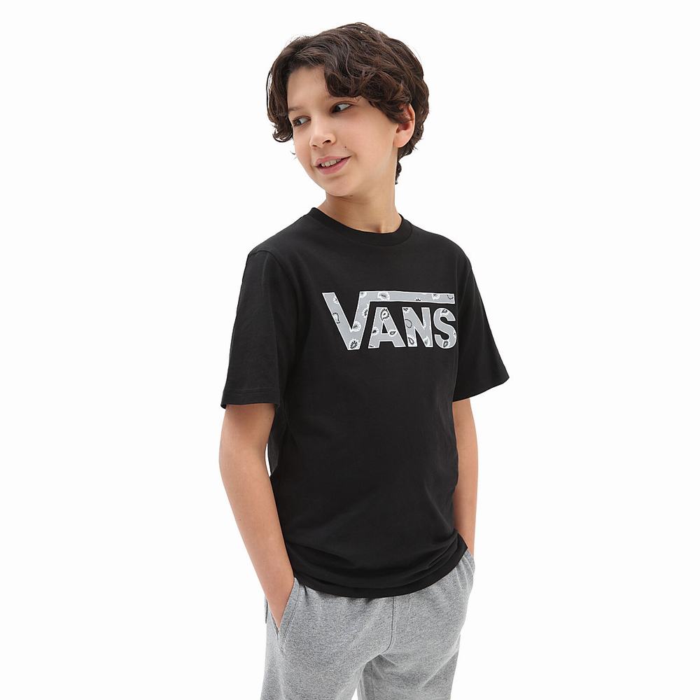 Kids\' Vans Classic (8-14 years) T Shirts Black | USA28541