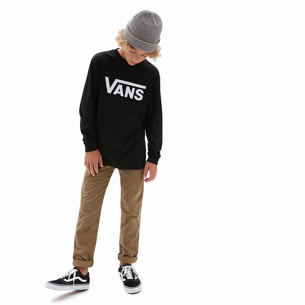 Kids' Vans Classic (8-14 years) T Shirts Black / White | USA72958