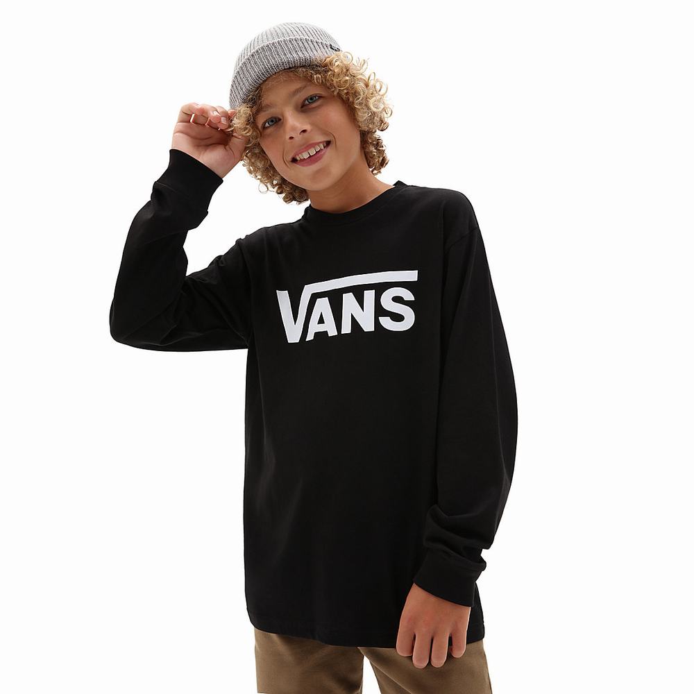 Kids\' Vans Classic (8-14 years) T Shirts Black / White | USA72958