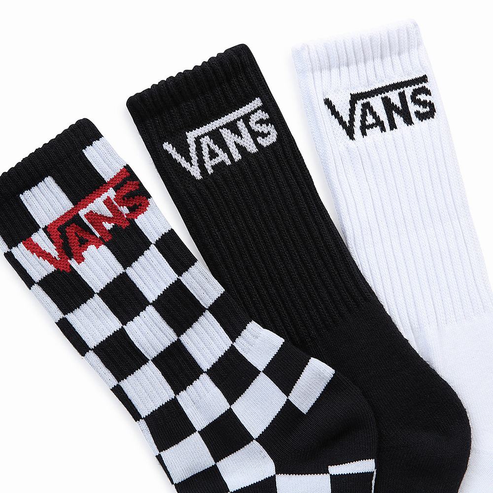 Kids' Vans Classic Crew 1-6 (3 pairs) Socks Black | USA62439