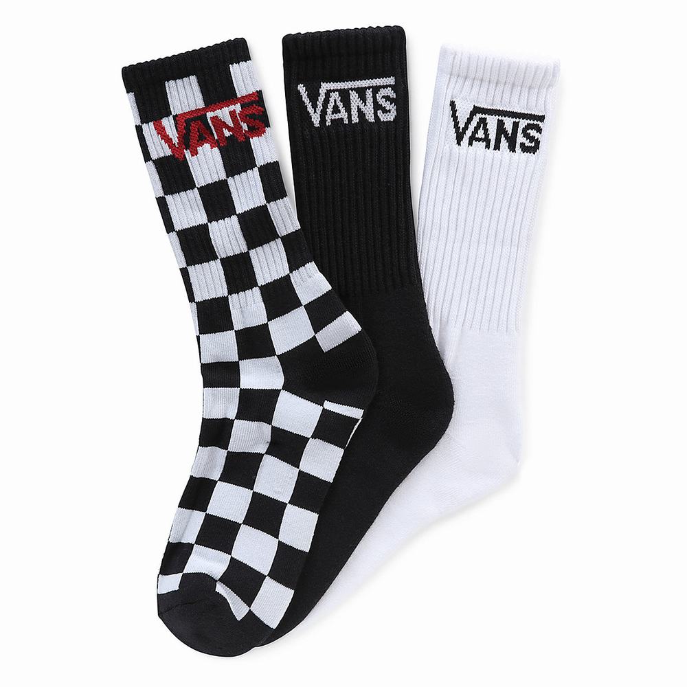 Kids\' Vans Classic Crew 1-6 (3 pairs) Socks Black | USA62439