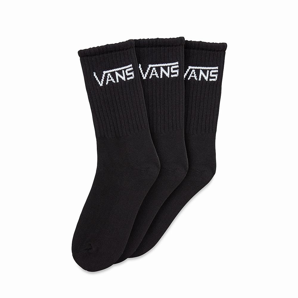 Kids\' Vans Classic Crew (3 Pairs, 8-14+ years) Socks Black | USA04926