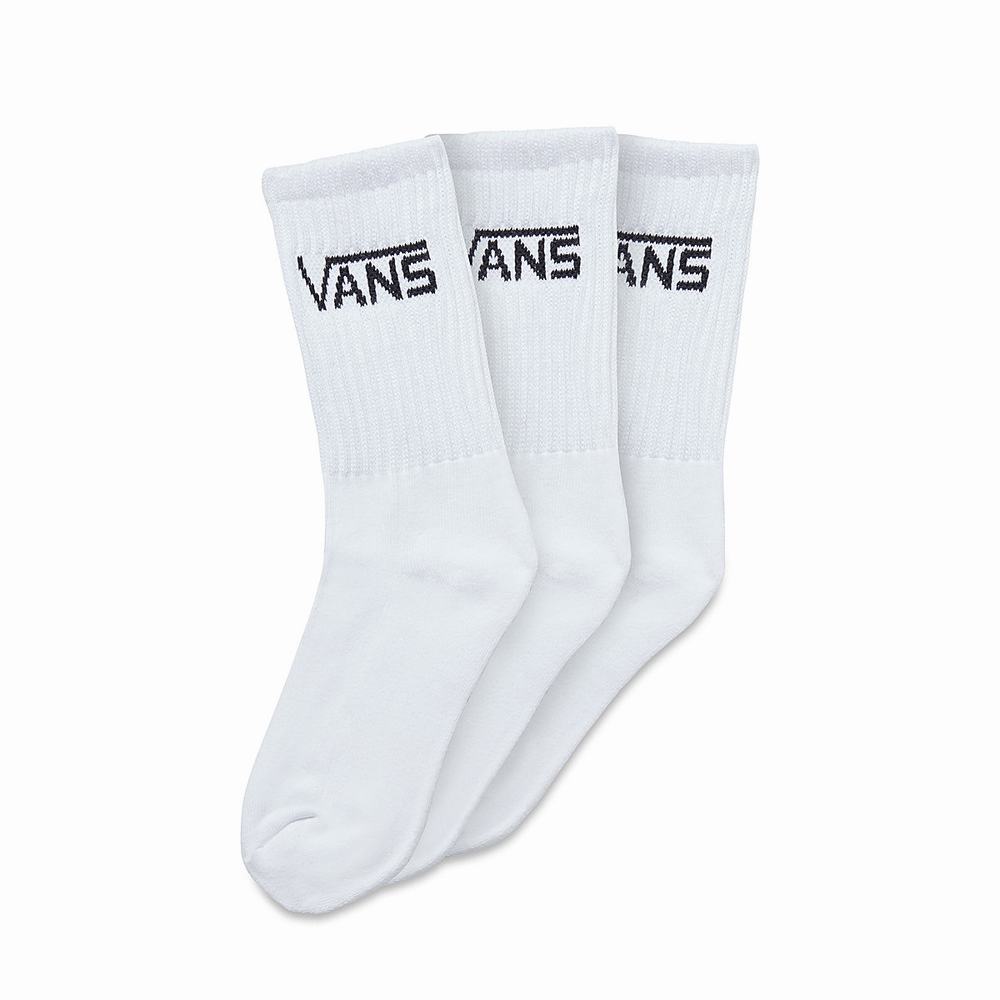 Kids\' Vans Classic Crew (3 Pairs, 8-14+ years) Socks White | USA25479