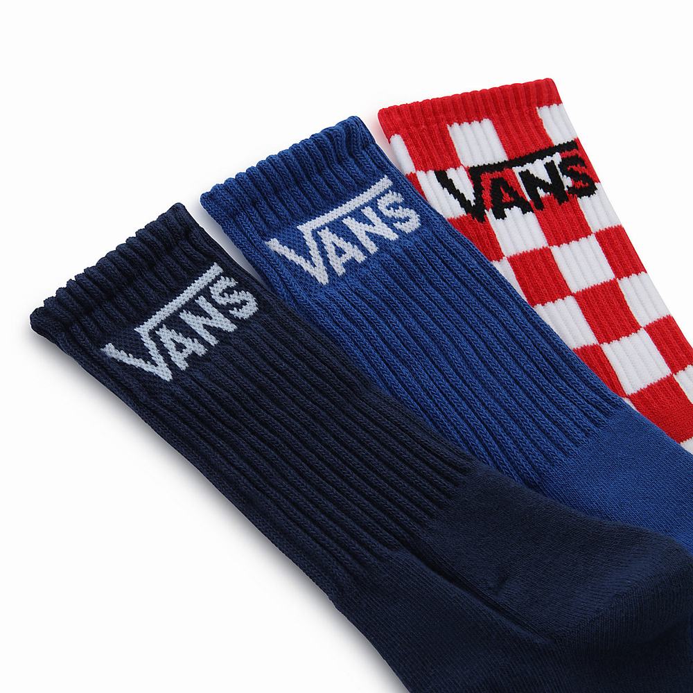 Kids' Vans Classic Crew (3 pairs) Socks Blue | USA54267