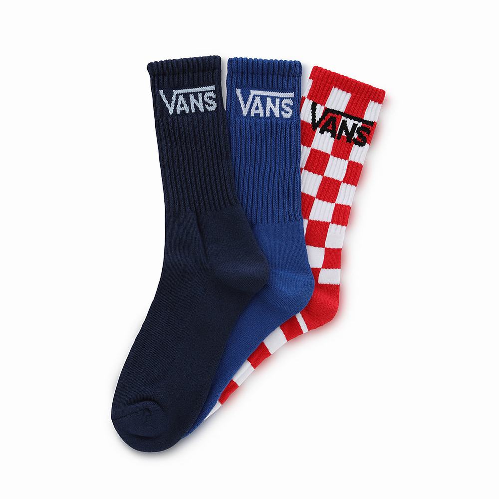 Kids\' Vans Classic Crew (3 pairs) Socks Blue | USA54267