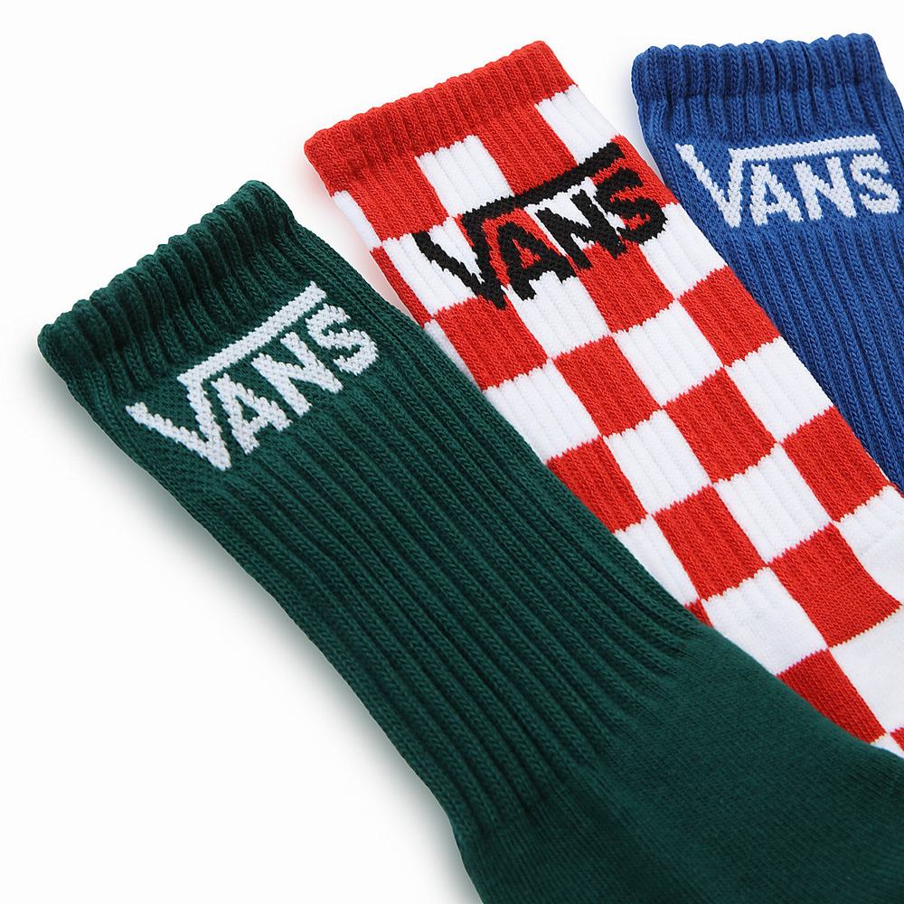 Kids' Vans Classic Crew (3 pairs) Socks Green | USA93406