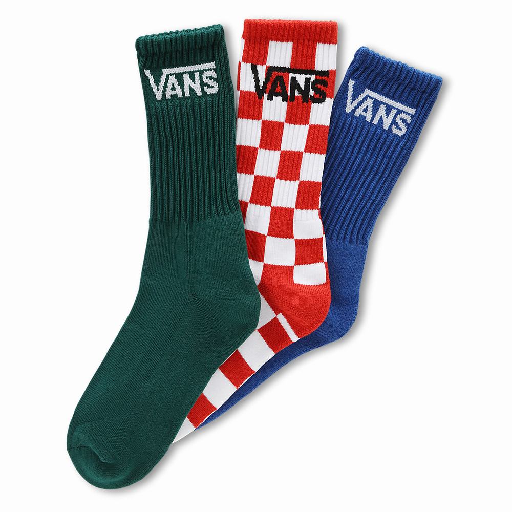 Kids\' Vans Classic Crew (3 pairs) Socks Green | USA93406