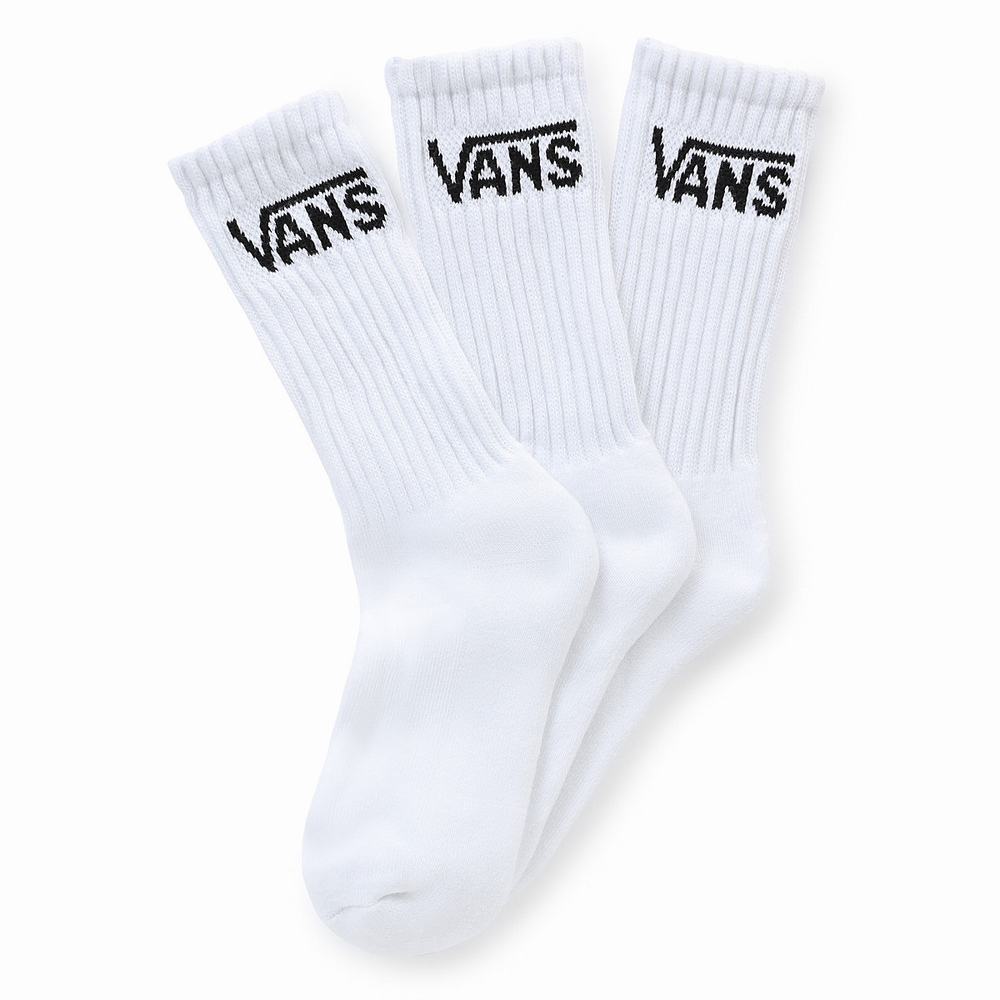 Kids\' Vans Classic Crew US 10-13.5 (3 pairs) Socks White | USA85109