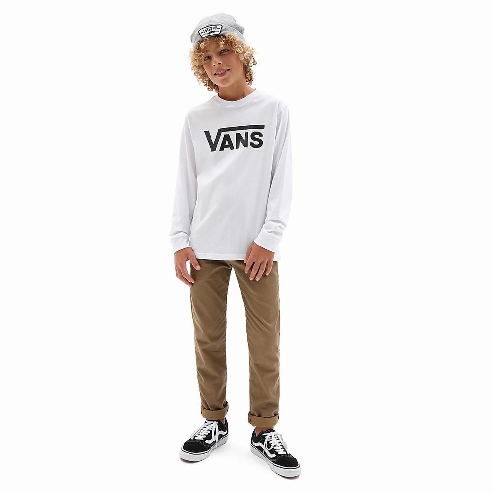 Kids' Vans Classic Long Sleeve (8-14 years) T Shirts White | USA47126