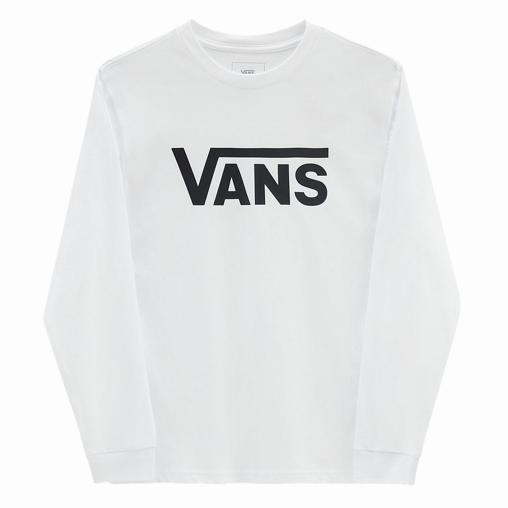 Kids' Vans Classic Long Sleeve (8-14 years) T Shirts White | USA47126