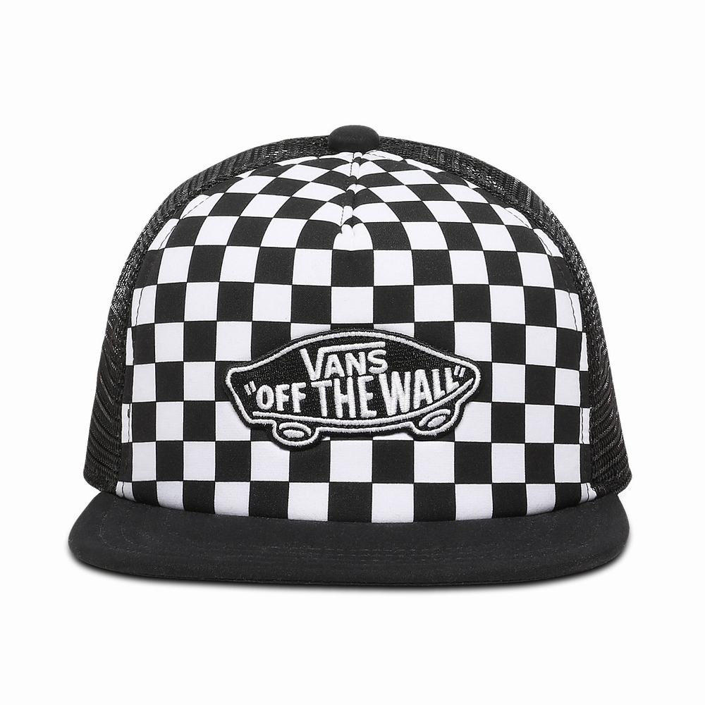 Kids\' Vans Classic Patch Trucker Plus Hat (8-14+ years) Hats Black / White | USA58271