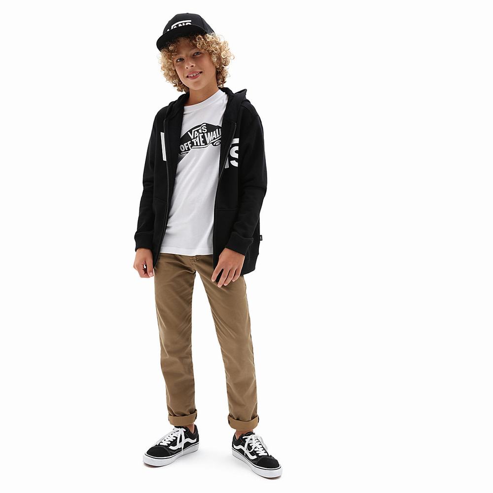 Kids' Vans Classic Zip (8-14+ years) Hoodie Black / White | USA84631