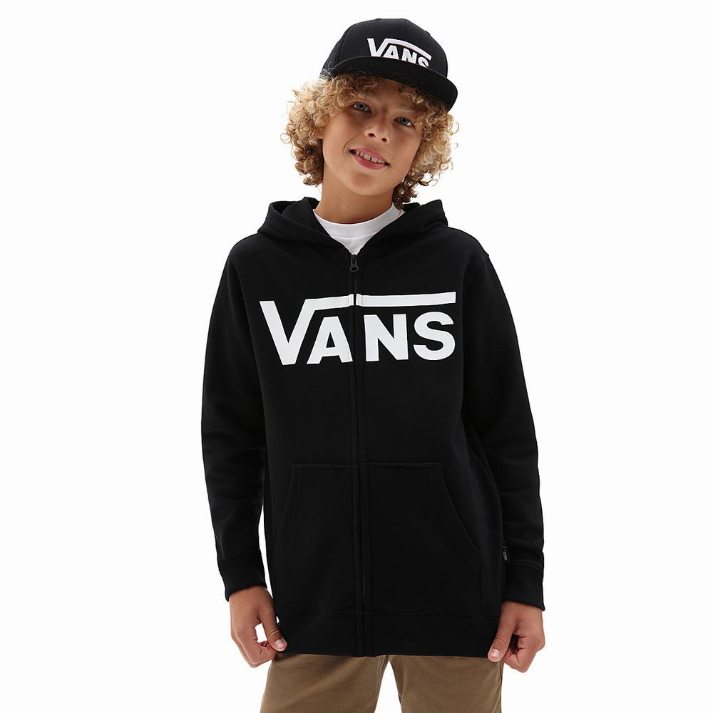 Kids\' Vans Classic Zip (8-14+ years) Hoodie Black / White | USA84631