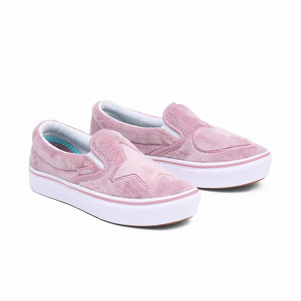 Kids\' Vans ComfyCush (4-8 years) Slip On Shoes Pink | USA06481