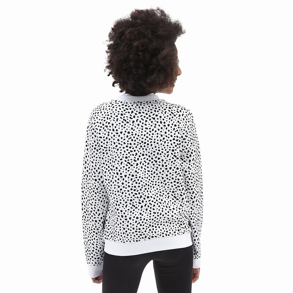 Kids' Vans Dalmatian Crew (8-14 years) Sweatshirts Black / White | USA37249