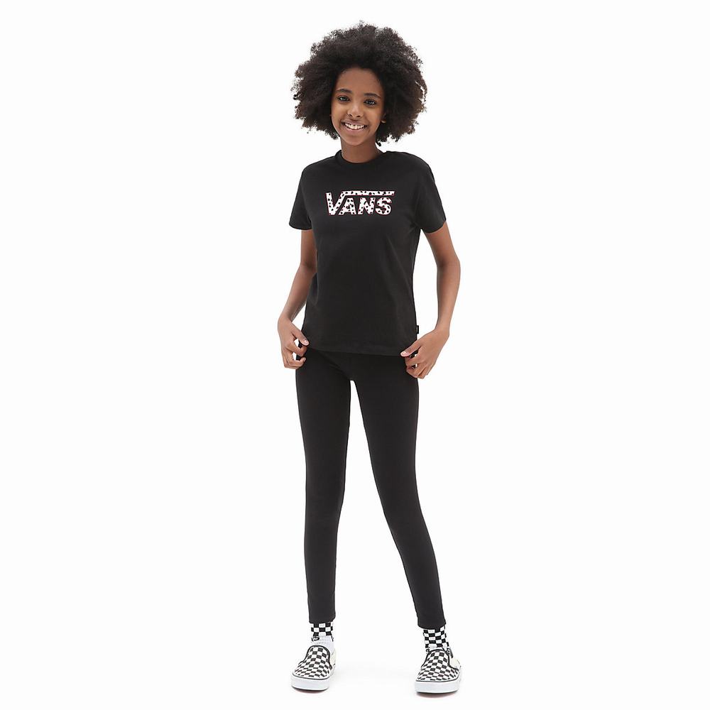 Kids' Vans Dalmatian V Crew (8-14 years) T Shirts Black | USA86243