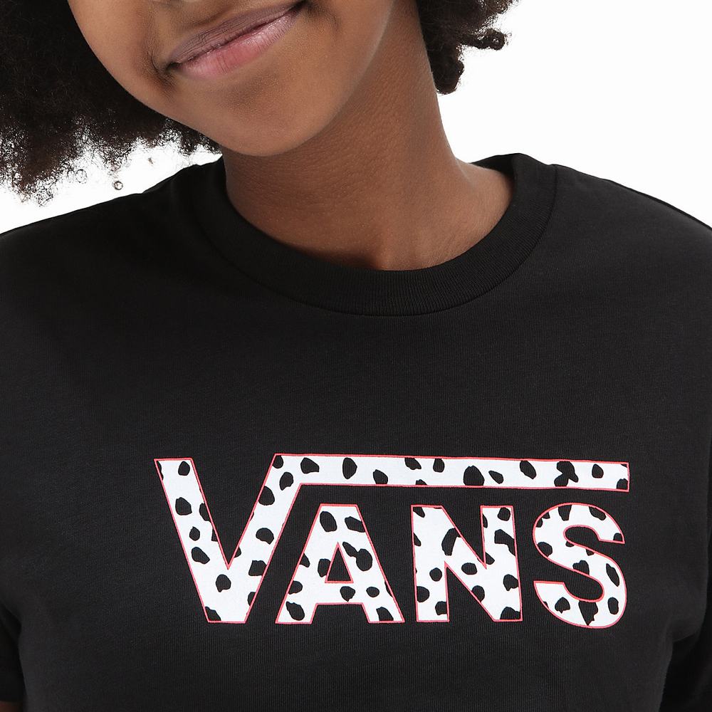 Kids' Vans Dalmatian V Crew (8-14 years) T Shirts Black | USA86243