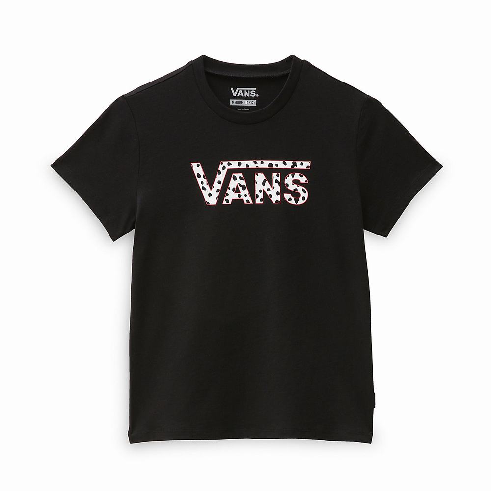 Kids' Vans Dalmatian V Crew (8-14 years) T Shirts Black | USA86243