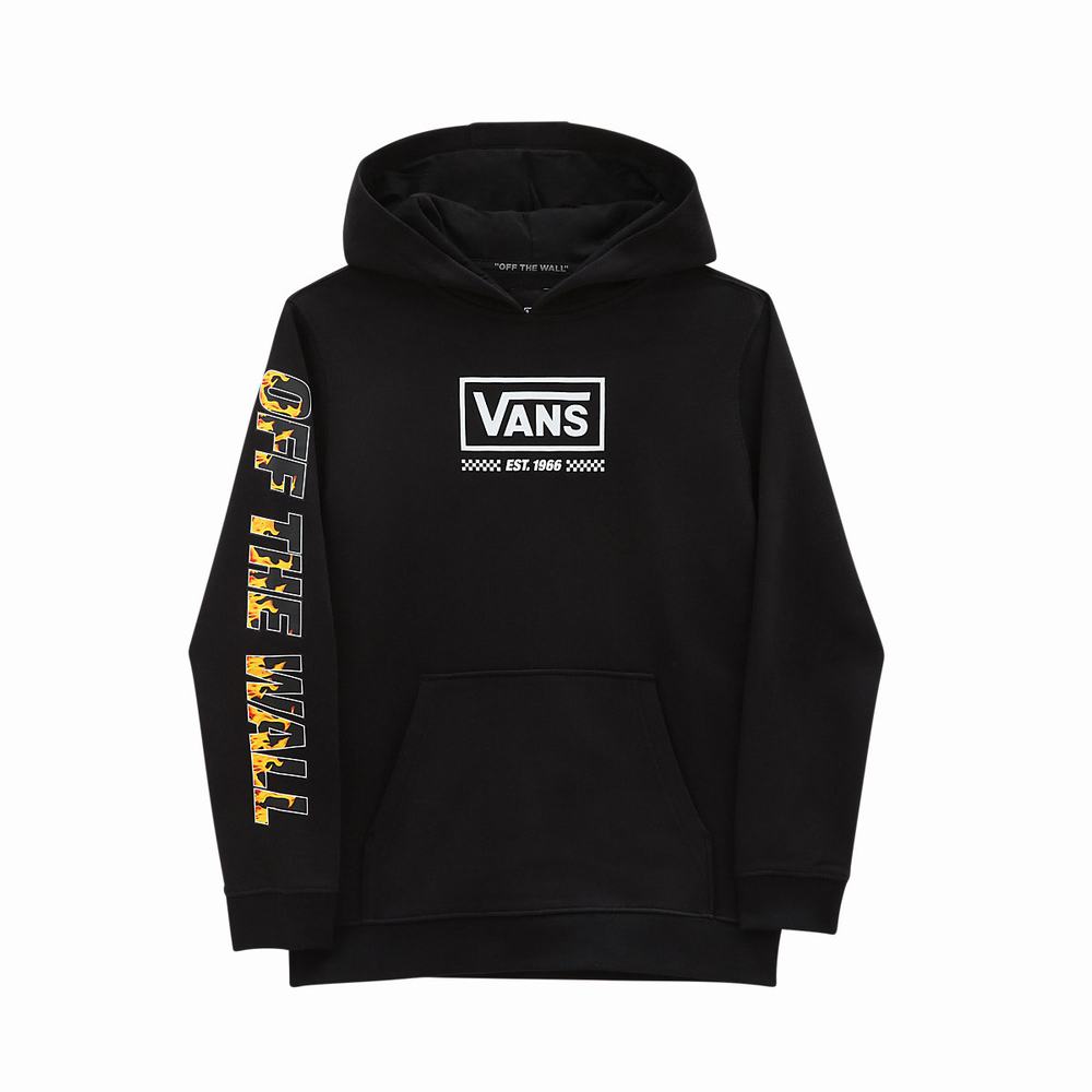 Kids' Vans Digi Flames (8-14 years) Hoodie Black | USA54210