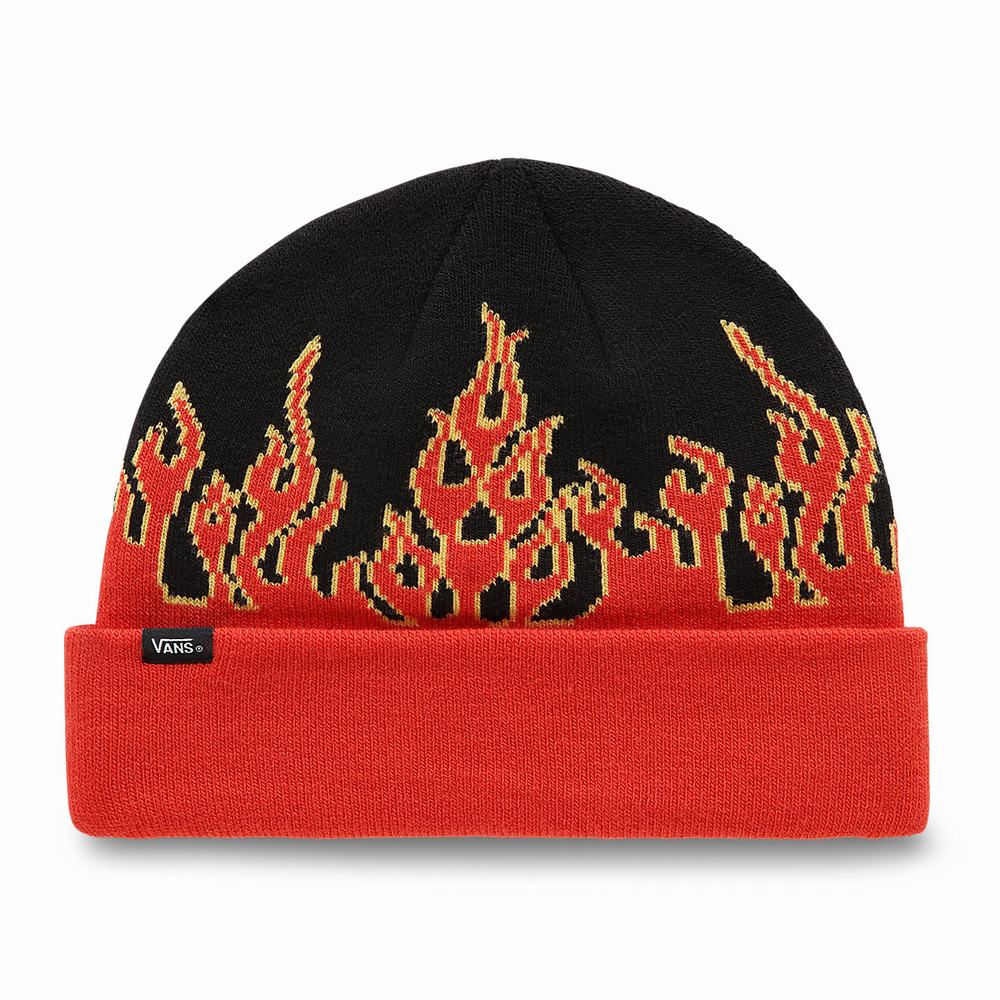 Kids\' Vans Digi Flames Beanie Black | USA15697