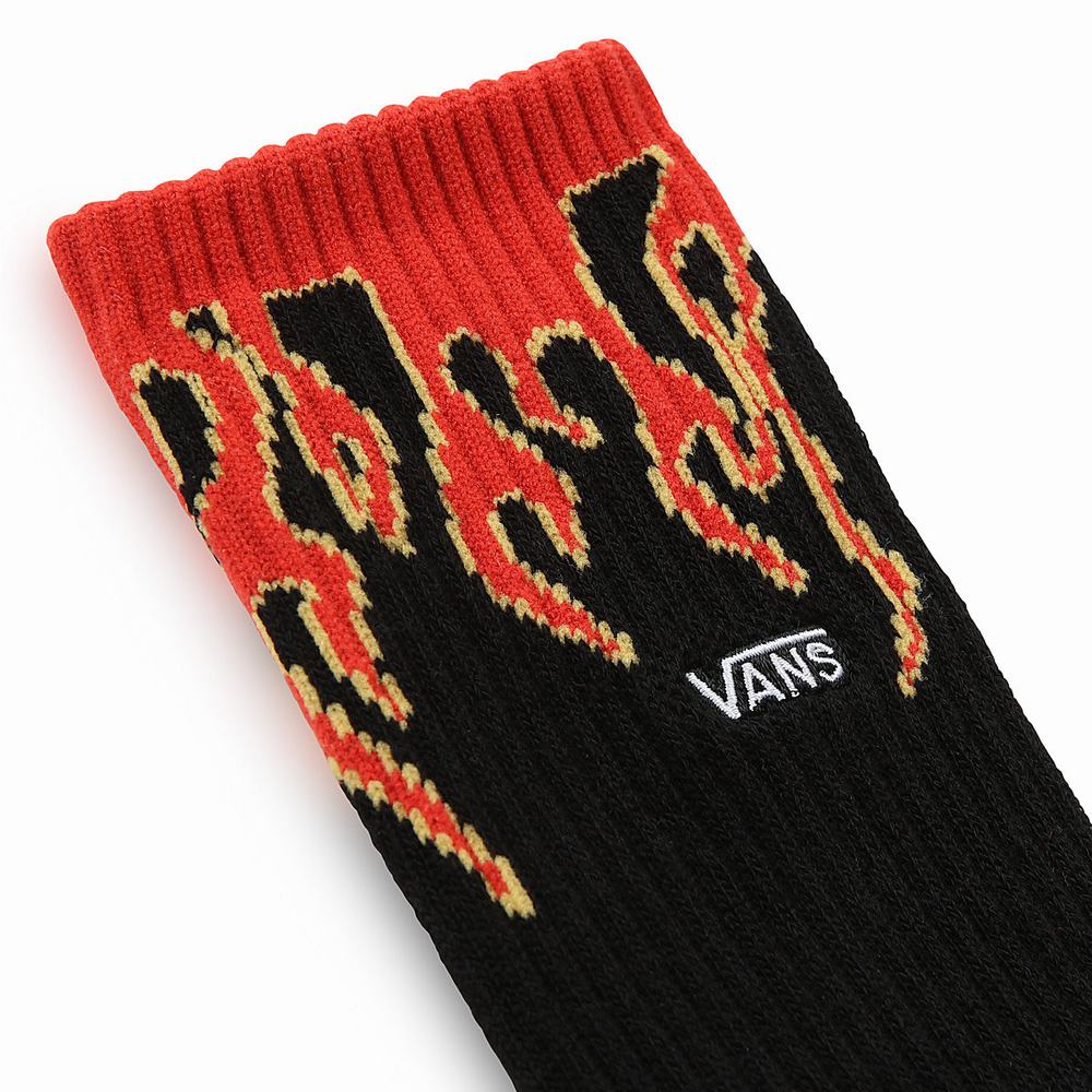 Kids' Vans Digi Flames Crew (1 Pair) Socks Black / Red | USA47105