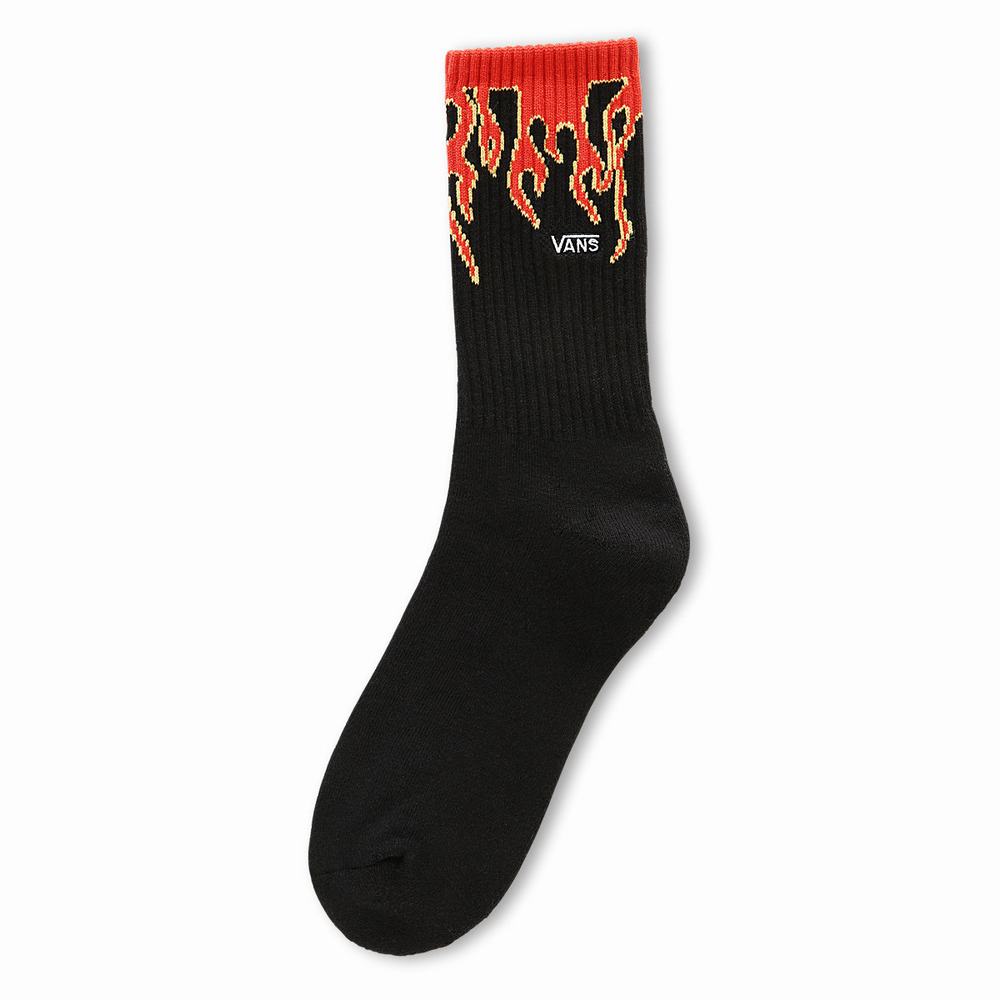 Kids\' Vans Digi Flames Crew (1 Pair) Socks Black / Red | USA47105