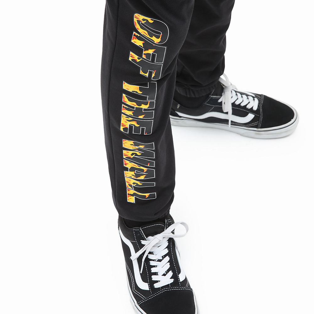 Kids' Vans Digi Flames Fleece (8-14 years) Pants Black | USA81936