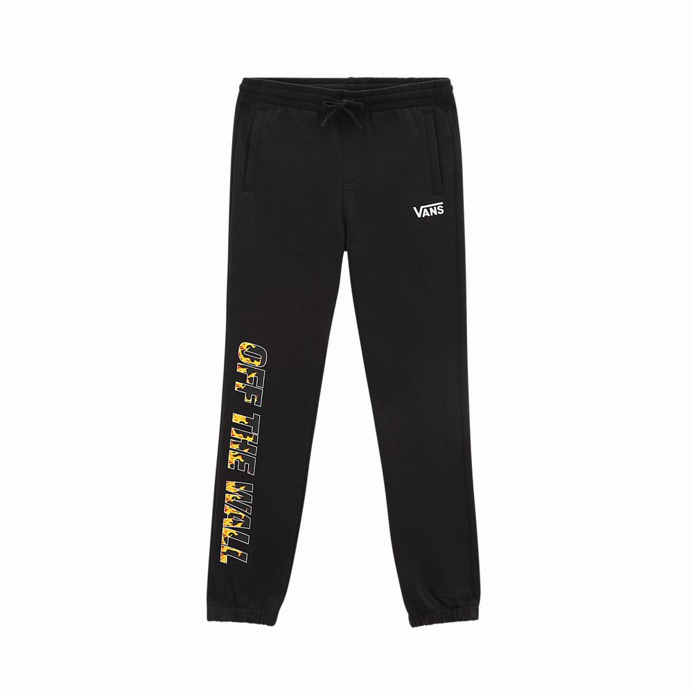 Kids' Vans Digi Flames Fleece (8-14 years) Pants Black | USA81936